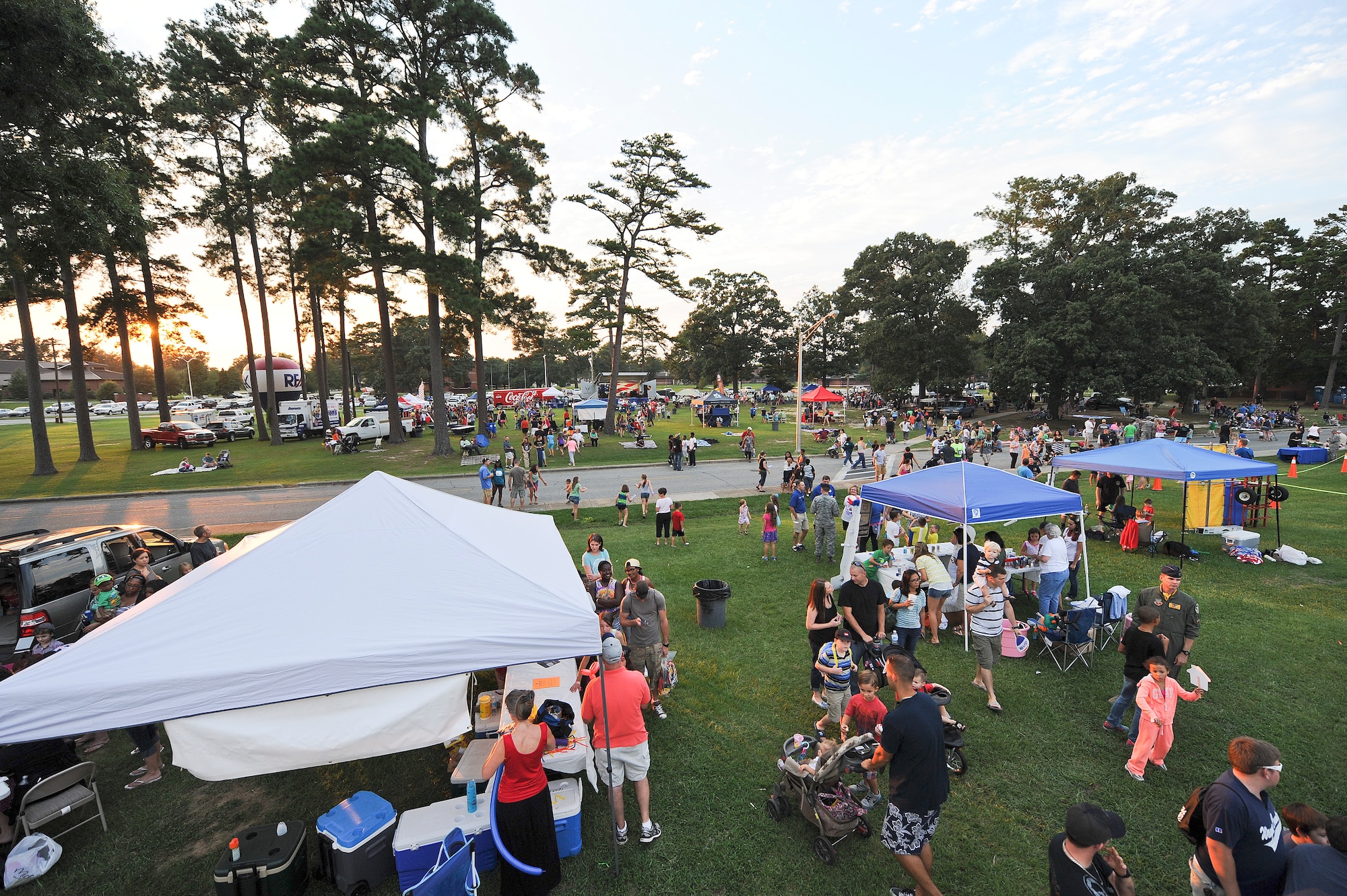 Team Seymour takes in the sights and sounds during the Summer Time Blast on Aug. 15, 2014, at Seymour Johnson Air Force Base, North Carolina. The event featured fireworks, live music, food, and family games and entertainment. (U.S. Air Force photo/Airman 1st Class Aaron J. Jenne)