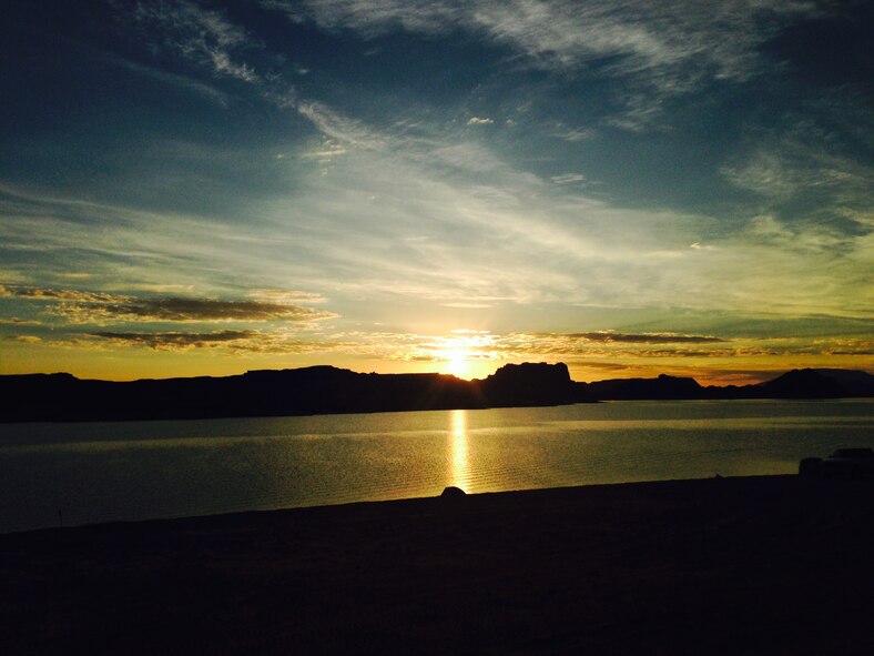 The sun rises over Lake Powell, a major vacation spot to about 2 million people each year. (U.S. Air Force photo/Senior Airman Grace Lee)