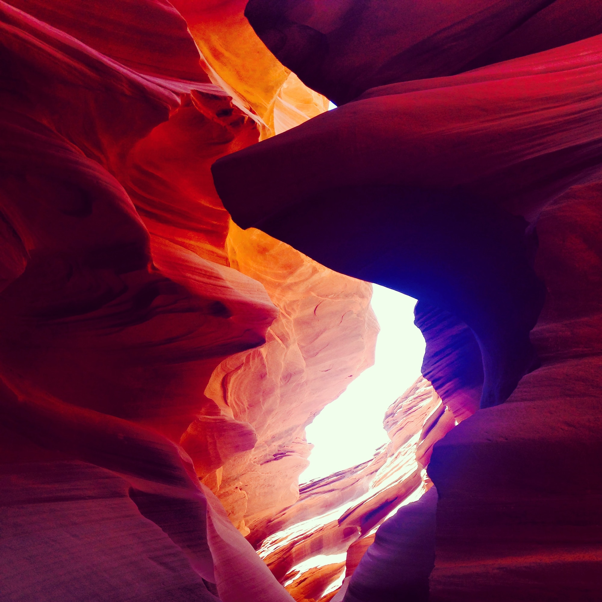 A popular view of Lower Antelope Canyon is a slot canyon, which is a narrow canyon formed by water rushing through rock over time. (U.S. Air Force photo/Senior Airman Grace Lee)
