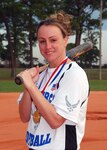 "My father drove me to do my best, and I've always tried to follow his advice," said Master Sgt. Karrie Warren, the 2009 U.S. Air Force Female Athlete of the Year, seen here in her Air Force softball uniform.