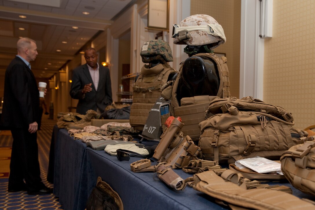 Attendees receive a brief at the 2014 Sergeant Major of the Marine Corps Symposium in National Harbor, Md., on Aug. 15, 2014. (U.S. Marine Corps photo by Lance Cpl. Samantha K. Draughon/ Released)