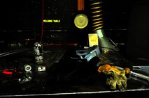 A metals technician’s gear sits on a welding table on Minot Air Force Base, N.D., Aug. 7, 2014. Metals technicians from the 5th MXS uses a lathe, drill press, torch and imagination to repair, and at times create parts that are no longer available. (U.S. Air Force photo/Senior Airman Brittany Y. Bateman)