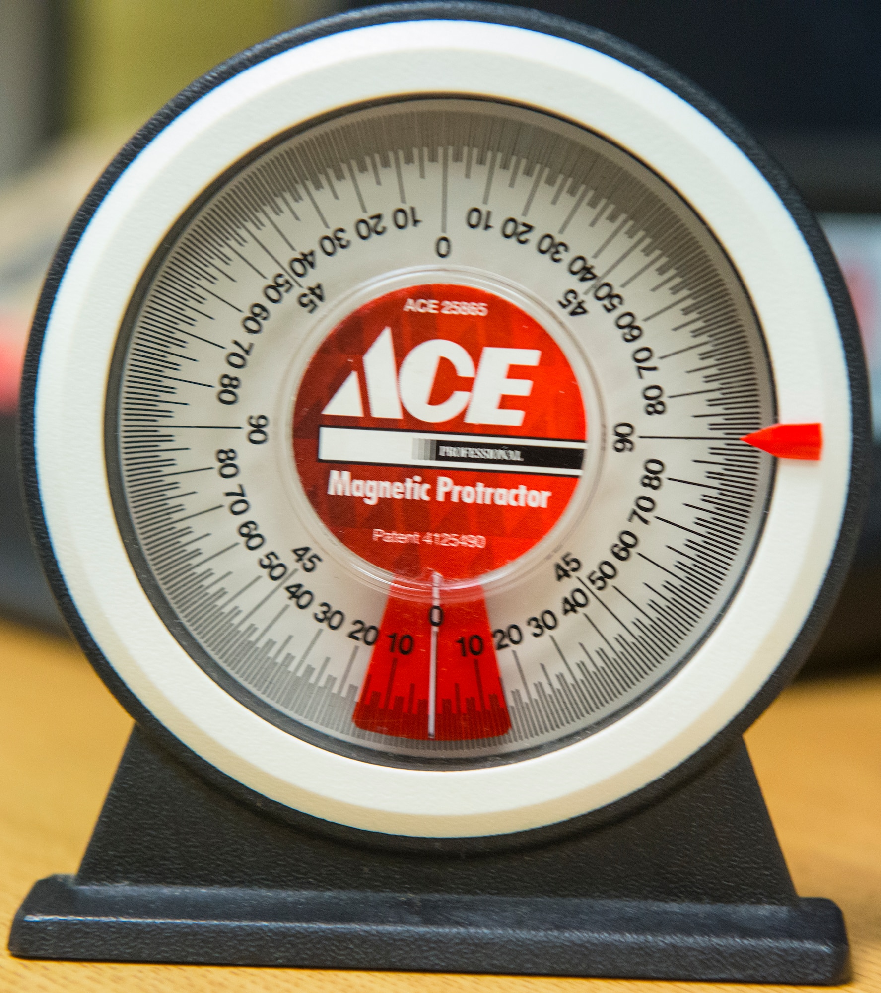 An inclinometer rests on a table in the 23d Medical Operations Squadron physical therapy clinic at Moody Air Force Base, Ga., Aug 19. 2014. The inclinometer was used to measure the range of motion a person has in their back. On average the clinic treats between 20-30 Airmen daily for various reasons including injuries to the back, knee, shoulder and ankles.
(U.S. Air Force photo by Airman 1st Class Ceaira Tinsley/Released)
