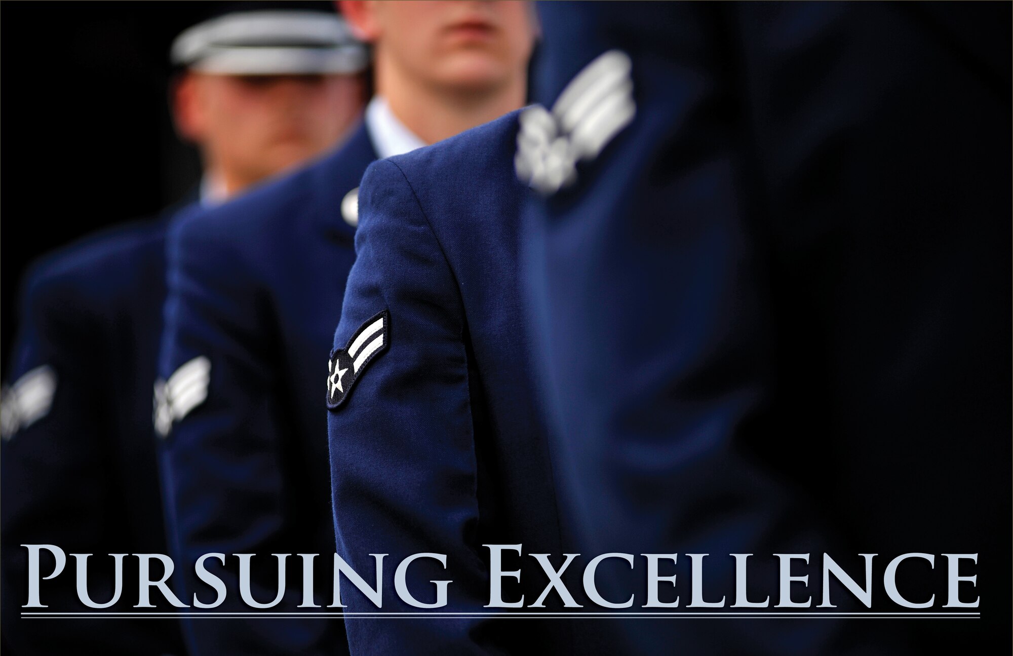 U.S. Air Force Airmen assigned to the Shaw Air Force Base Honor Guard aim for precision and excellence as they prepare to perform a retreat ceremony, May 4, 2012, Shaw Air Force Base S.C. Gen. Mark A. Welsh III, chief of staff of the Air Force, recently released a video message challenging Airmen to not only be excellent at their job, but to be excellent in all they do. (U.S. Air Force photo illustration by Staff Sgt. Kenny Holston/Released)  
