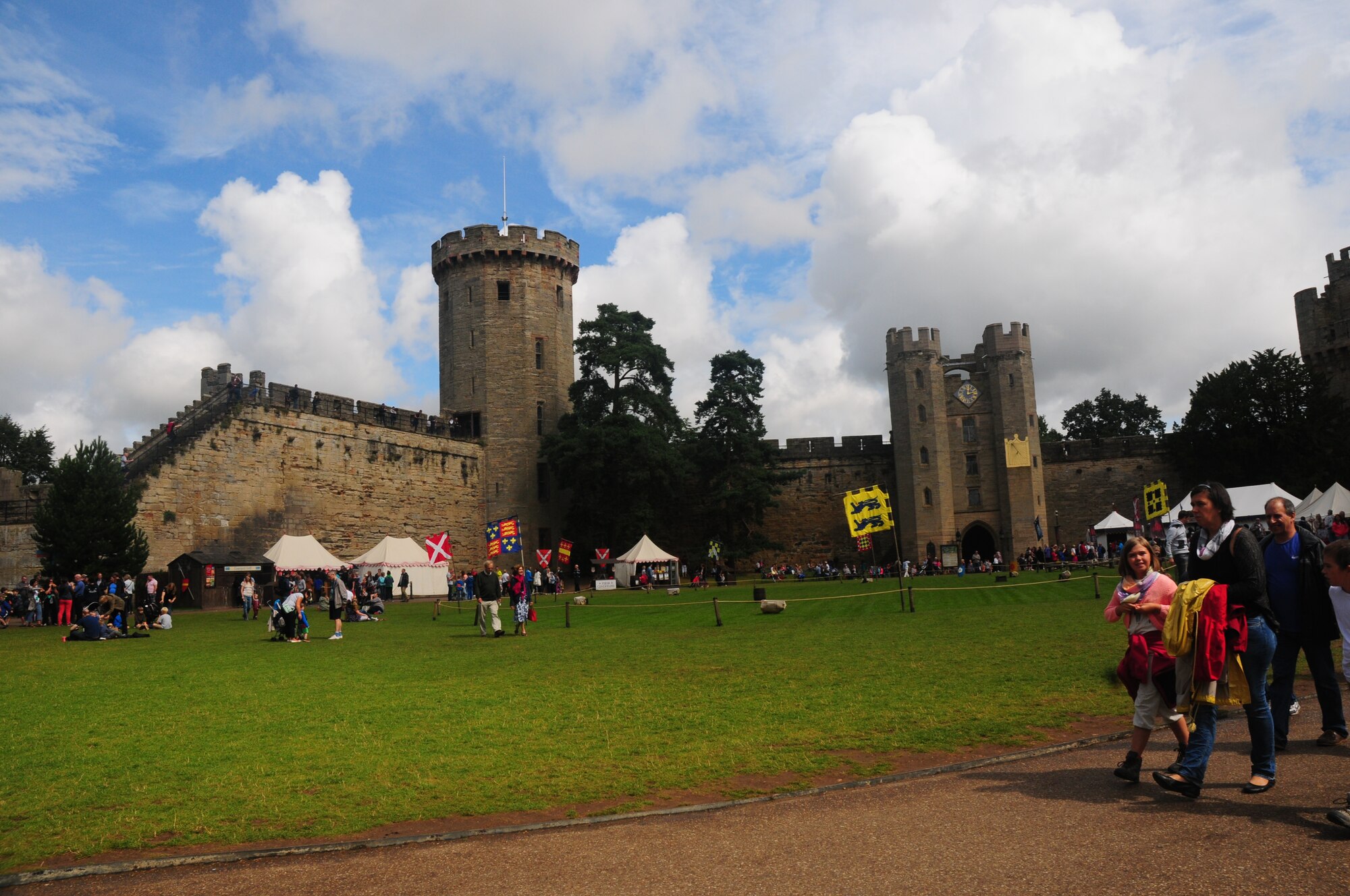 Deployed Airmen’s families from Royal Air Force Lakenheath, England, take in the sights during a 48th Fighter Wing Chaplain Corps resiliency trip to Warwick Castle, Aug. 14, 2014. Eighty-four family members, representing a variety of 48th FW personnel, took advantage of the opportunity to get off base and explore the local community.  (U.S. Air Force Photo by Airman 1st Class Amanda Sampson/Released)