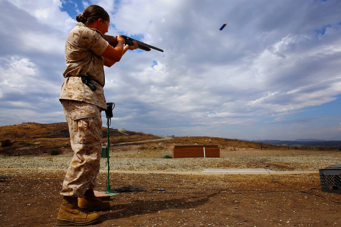 Cpl. Sylina Alexander, a global combat supply support clerk with 1st Maintenance Battalion, competes in trap shooting during the 2014 Commanding General’s Cup Recreational Shooting Tournament here Aug. 20.

The shooting tournament will continue until Aug. 22., from 8 a.m. until 4:30 p.m. at the Base Skeet and Trap Range 107 near building 25167. Each has a four-member max, and a three-member minimum.

Teams need to register in person at the range in order to schedule a time to compete.