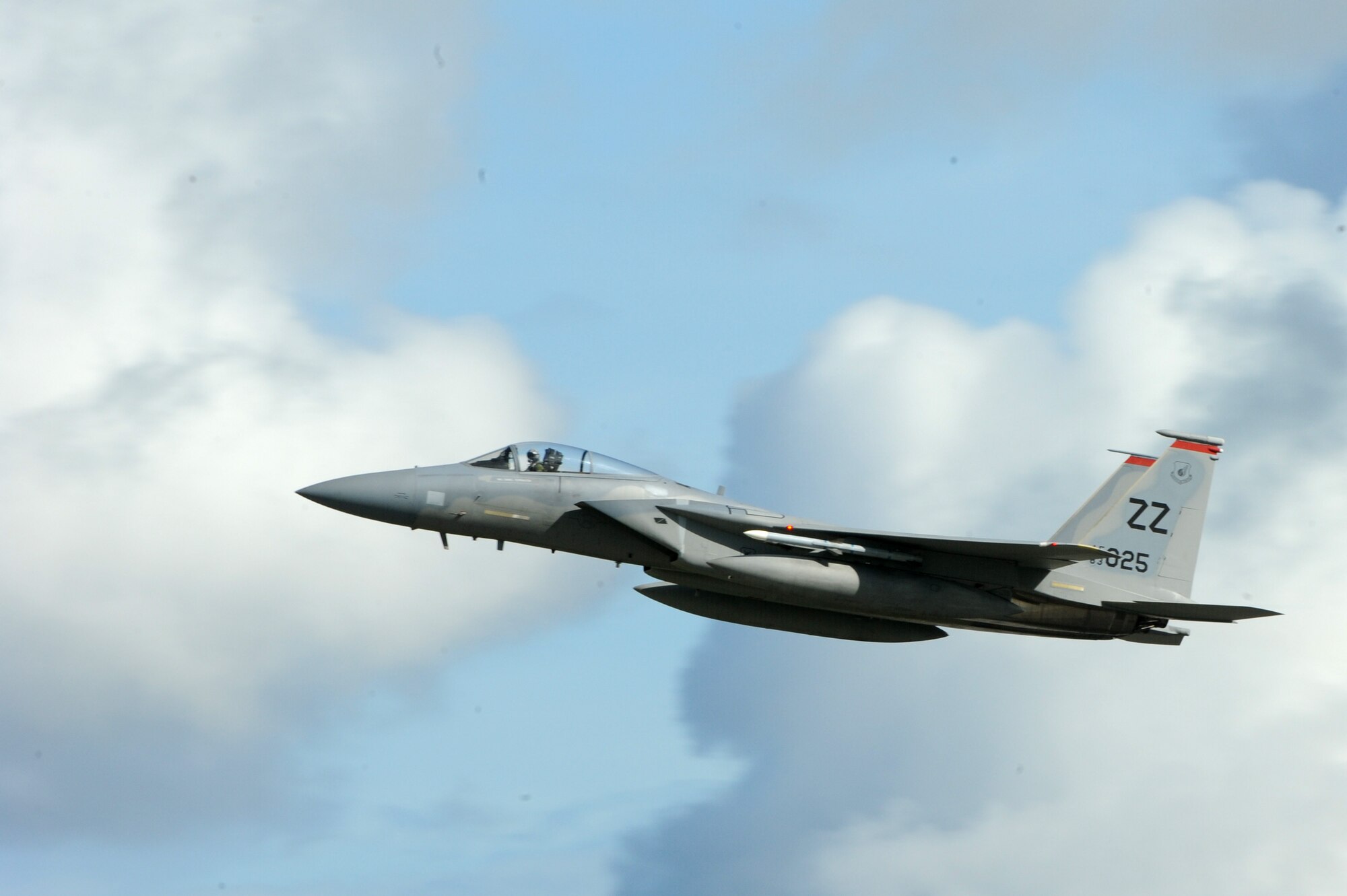 An F-15C Eagle takes off for a training sortie during a mission focused exercise on Kadena Air Base, Japan, Aug. 20, 2014. The 18th Wing is the home of the Air Force's biggest combat wing and is the keystone to the pacific with ready, lethal airpower in support of contingencies and operations in the Pacific. (U.S. Air Force photo by Airman 1st Class Stephen G. Eigel/Released)