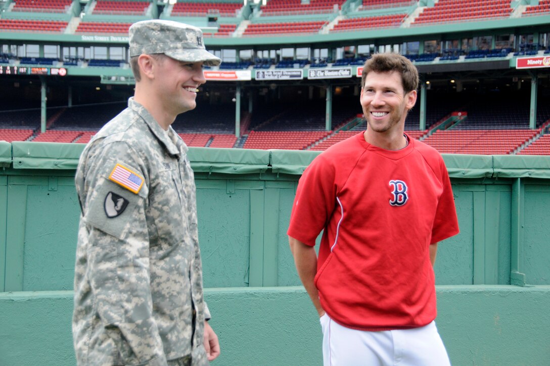 U.S. Army Corps of Engineers Capt. Alexander Sudyk met with Boston Red Sox pitcher Craig Breslow Aug. 15 to discuss the importance of STEM, higher education, leadership and giving back to the community, part of an educational series that will be used in an upcoming episode of MLB’s “Above and Beyond.”