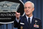 Air Force Gen. Douglas Fraser, commander of U.S. Southern Command, takes a question during a Pentagon news conference on earthquake-relief efforts in Haiti, Jan. 13, 2010.