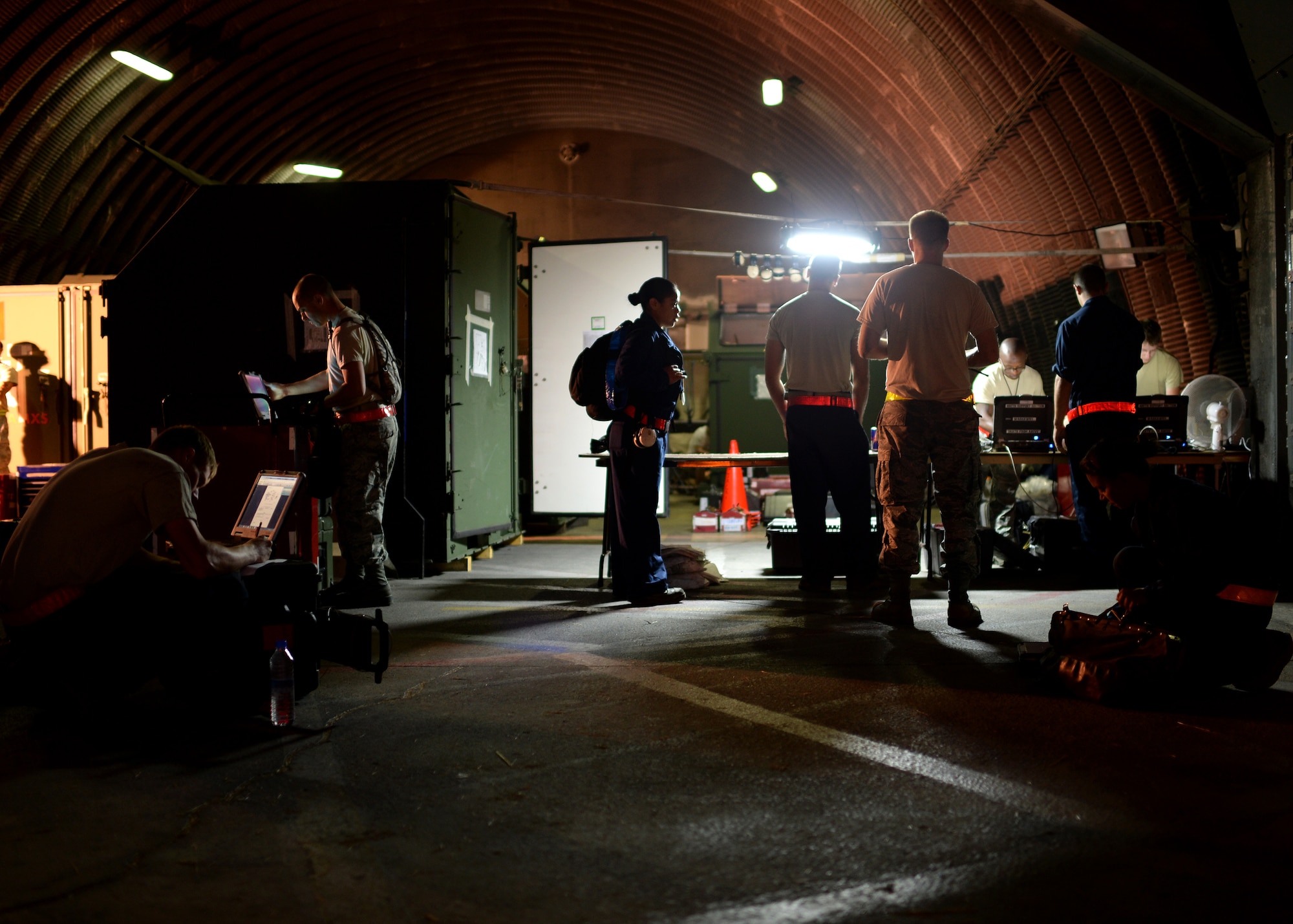 Airmen check out equipment from the 52nd Aircraft Maintenance Squadron's supply line Aug. 20, 2014, in Souda Bay, Greece. The Airmen who supply line maintain accountability for all the tools and equipment needed to perform maintenance on the 480th Fighter Squadron's F-16 Fighting Falcons. (U.S. Air Force photo/Staff Sgt. Daryl Knee)