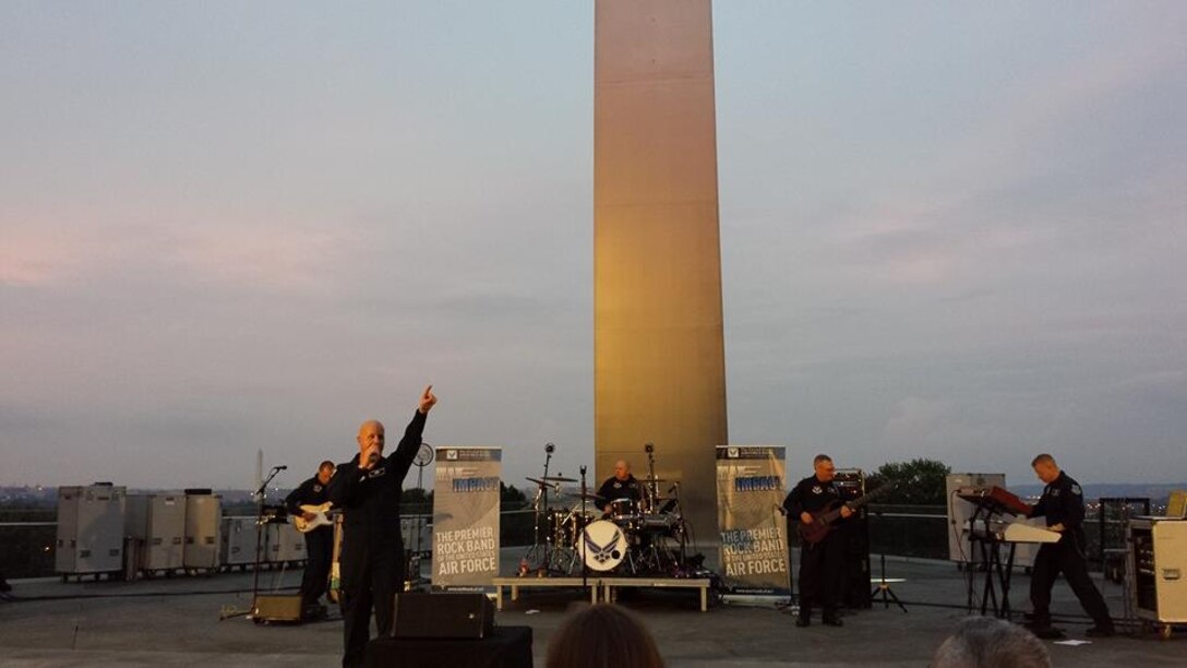 Max Impact performs live at the Air Force Memorial August 1, 2014 for an audience that includes the Honorable Deborah James, Secretary of the Air Force. (Courtesy photo)