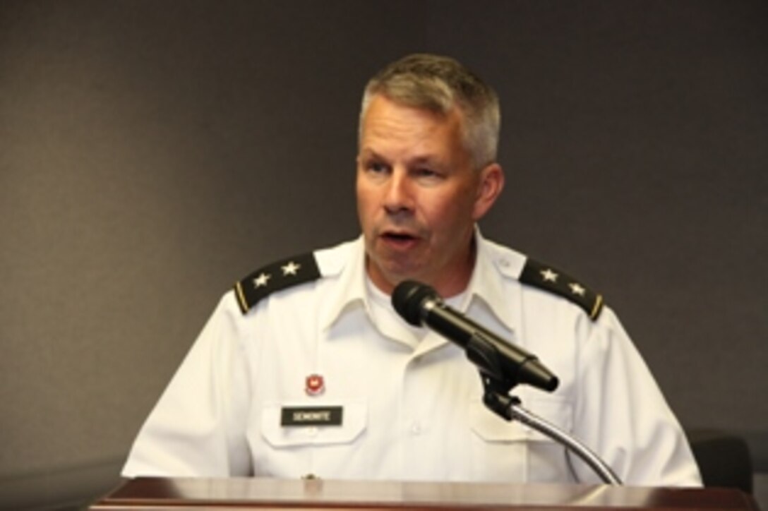 MG Todd Semonite addresses 2014 Antiterrorism Program Awards Ceremony at Headquarters USACE.  The U.S. Army Provost Marshal General recognized USACE as having the Best Antiterrorism Program (Army Major Subordinate Command) (FY13).