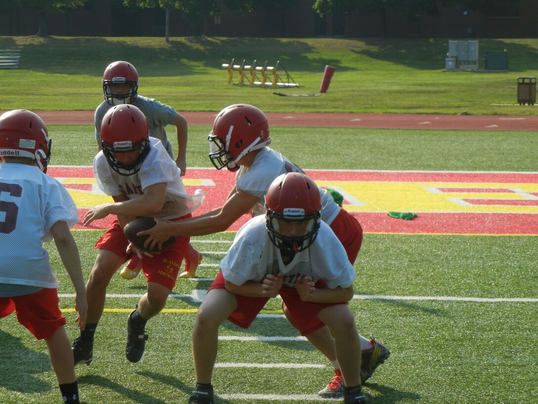 The Quantico Warriors practice Aug. 7 at Butler Stadium as they prepare for their season opener at home Aug. 29 when they host Massanutten Military Academy.