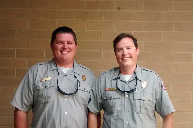 (NASHVILLE, Tenn., Aug 22, 2014) – Matthew Leftwich and Trey Church both park rangers from the U.S. Army Corps of Engineers Nashville District played a critical role in helping authorities find a missing camper at the Nashville Shores campground located at the J. Percy Priest lake Aug. 3, 2014. 