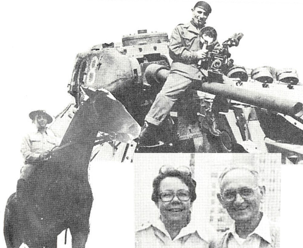 Mark Keza served as the Dobbins Air Force Base official photographer for 18 years, (Left) on horseback, as a U.S. Army private in 1936; (Above) during the Korean War as a photographer; (Below) with his wife, Frances. He retired Aug. 22, 1980. (Courtesy photos)