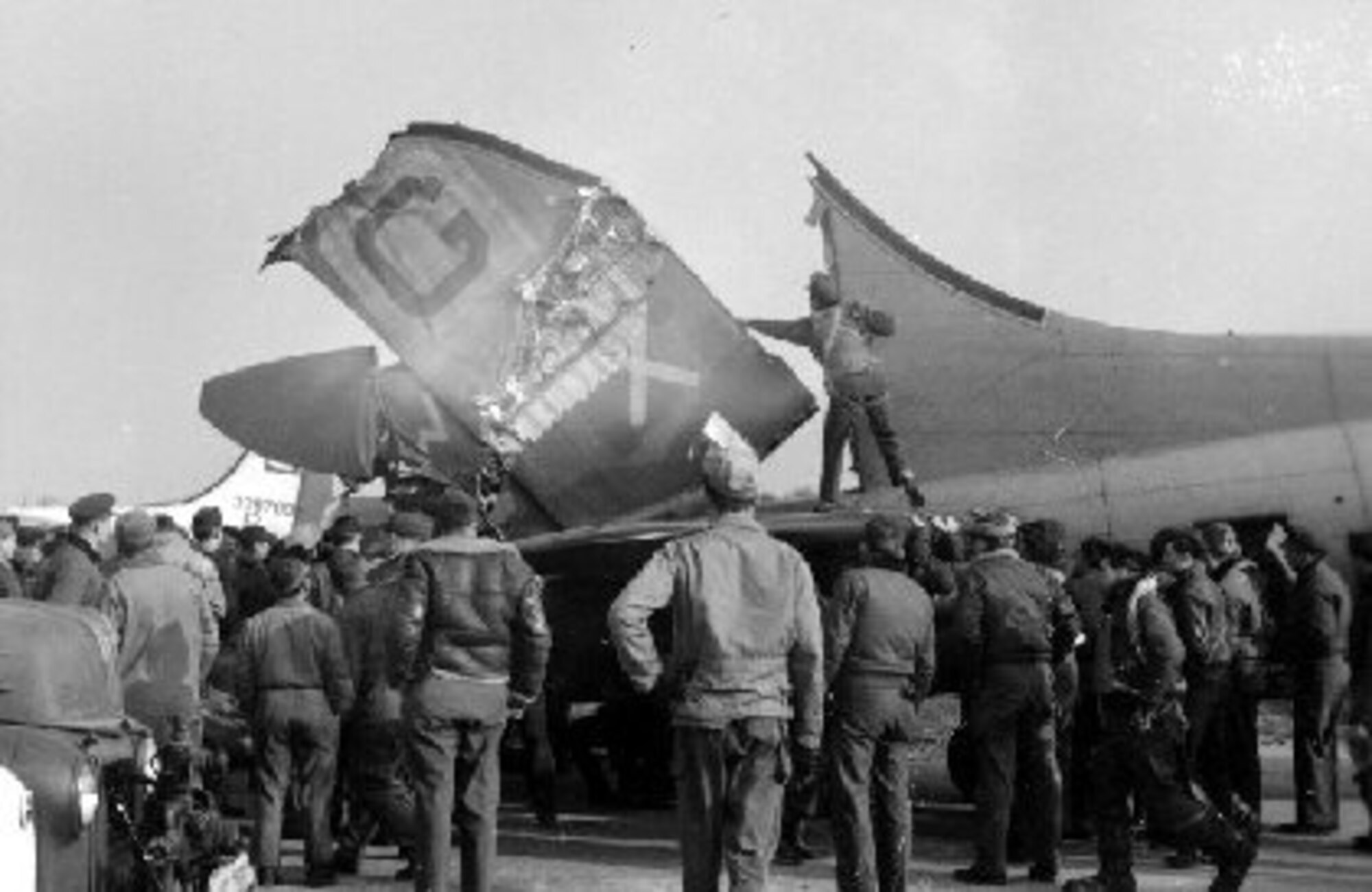 No unit was as devastated as the 305th Bomb Group.  13 of 15 B-17s were lost on the mission.  Maintainers stood silent vigil till well after dark praying for the return of their plane and crew, and many had to be ordered to stand down as hope receded.  (Courtesy photo) 
