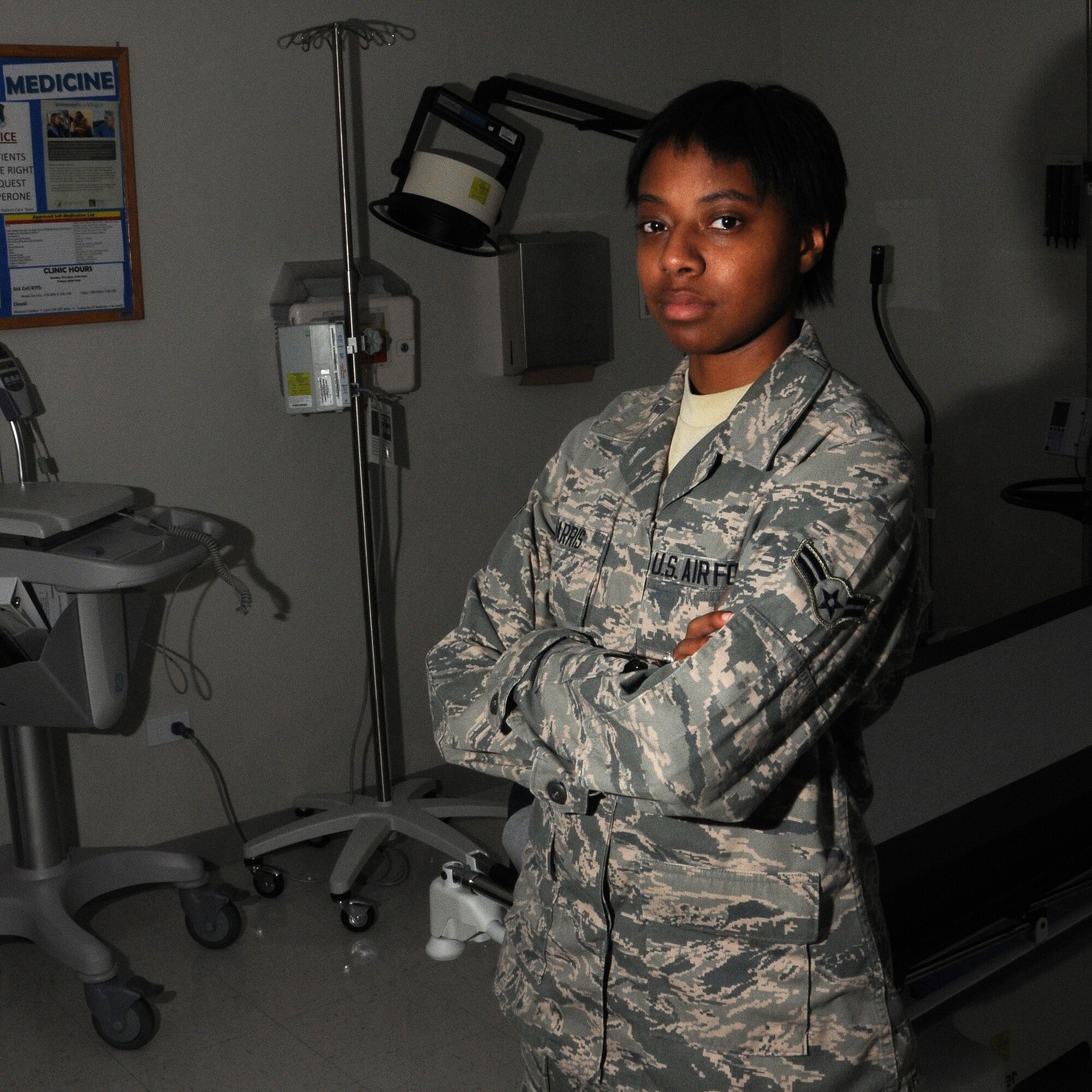 Airman 1st Class Ashli Harris, 47th Medical Group flight medicine technician, poses for a photo Aug. 21, 2014 at Laughlin Air Force Base. Harris came to the aid of a woman who was struck by a vehicle on Interstate 410 until an ambulance arrived to the scene. (U.S. Air Force photo by Airman 1st Class Ariel D. Delgado)(Released)