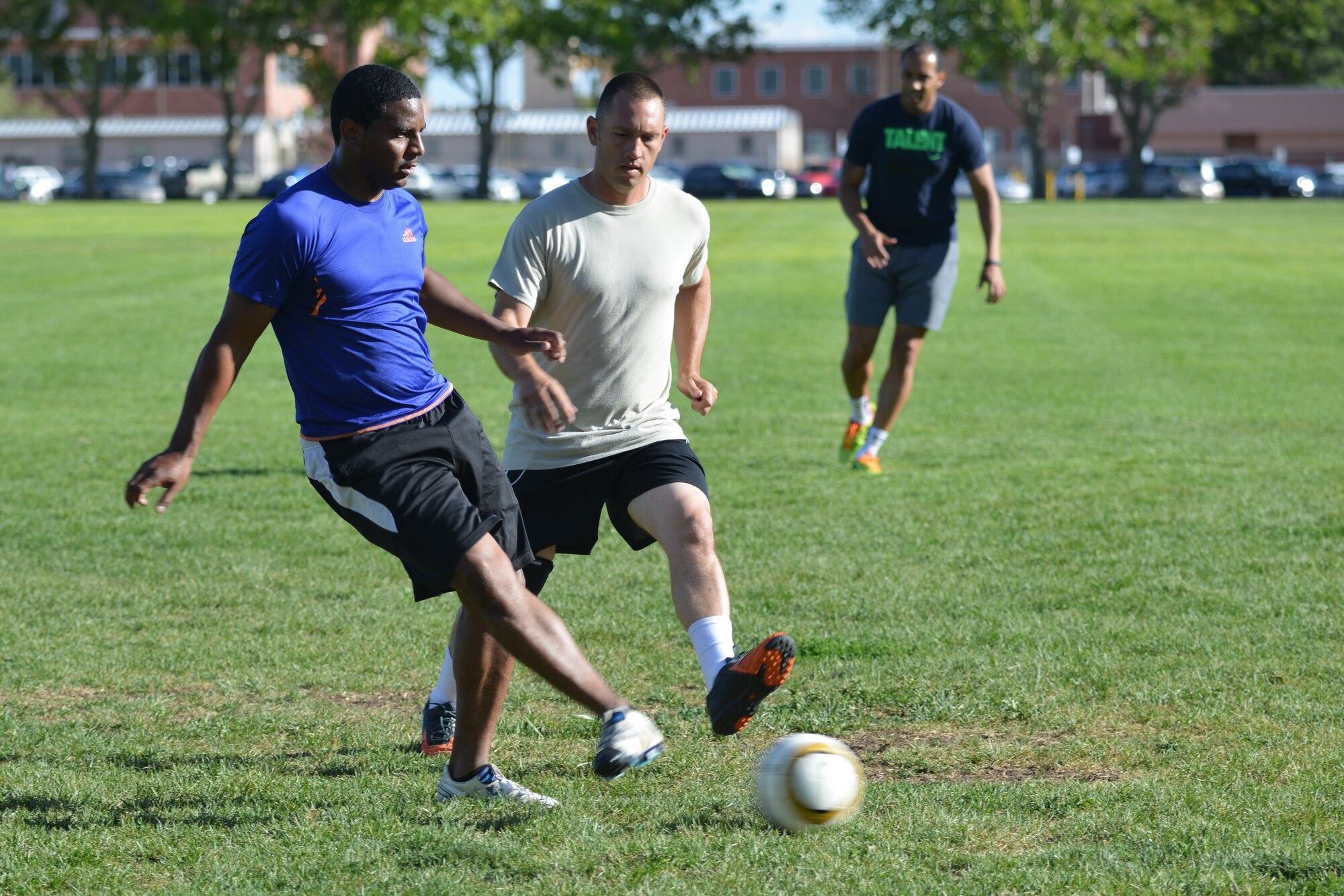 Members of the Kirtland varsity soccer team holds its final practice before heading to San Antonio Labor Day weekend to defend its championship title at the Defenders Cup. (Photo by Ken Moore)

