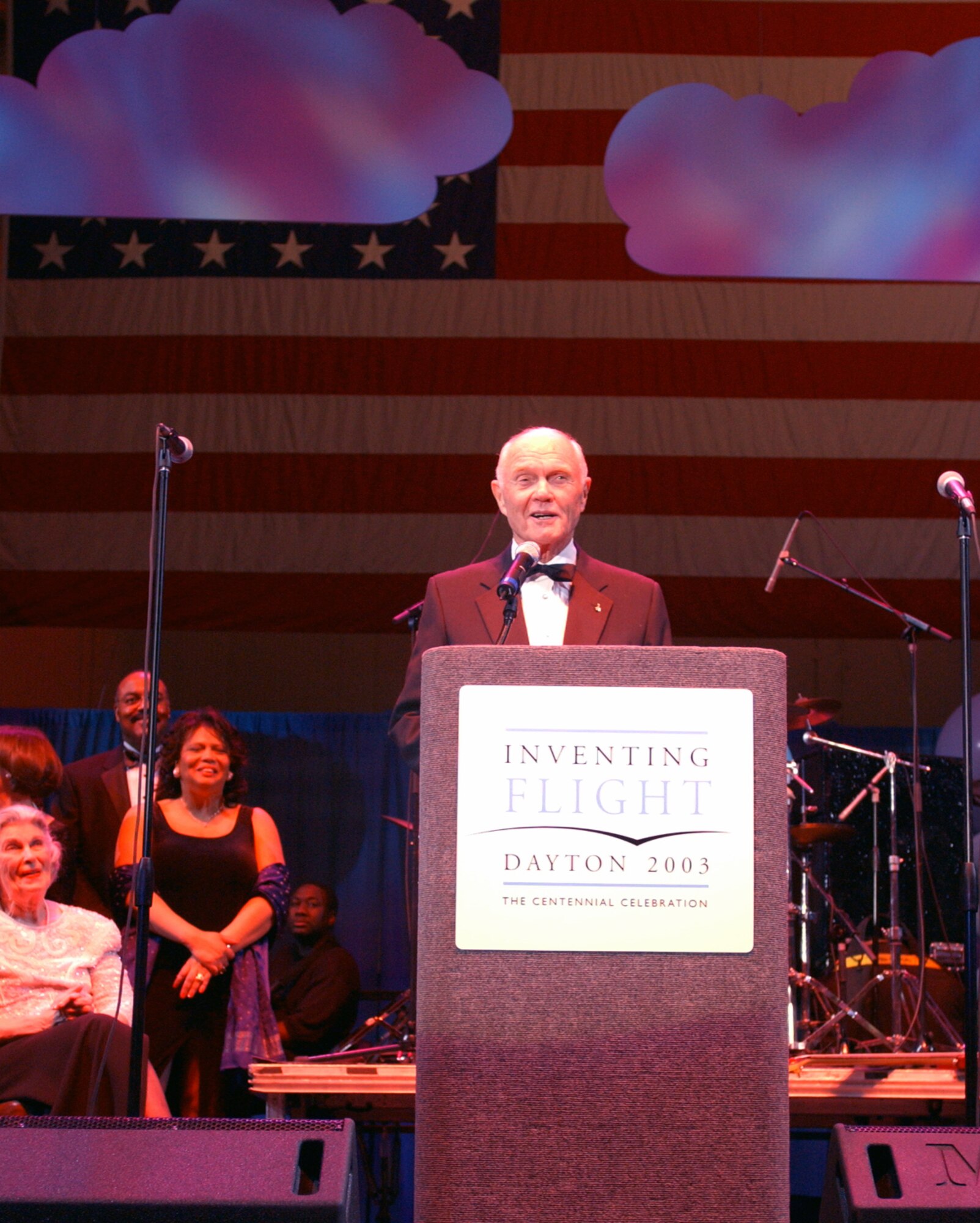 DAYTON, Ohio -- John Glenn, former pilot, astronaut and U.S. senator, has been to the museum a number of times. Here, he speaks during a 2003 Inventing Flight event. (U.S. Air Force photo)