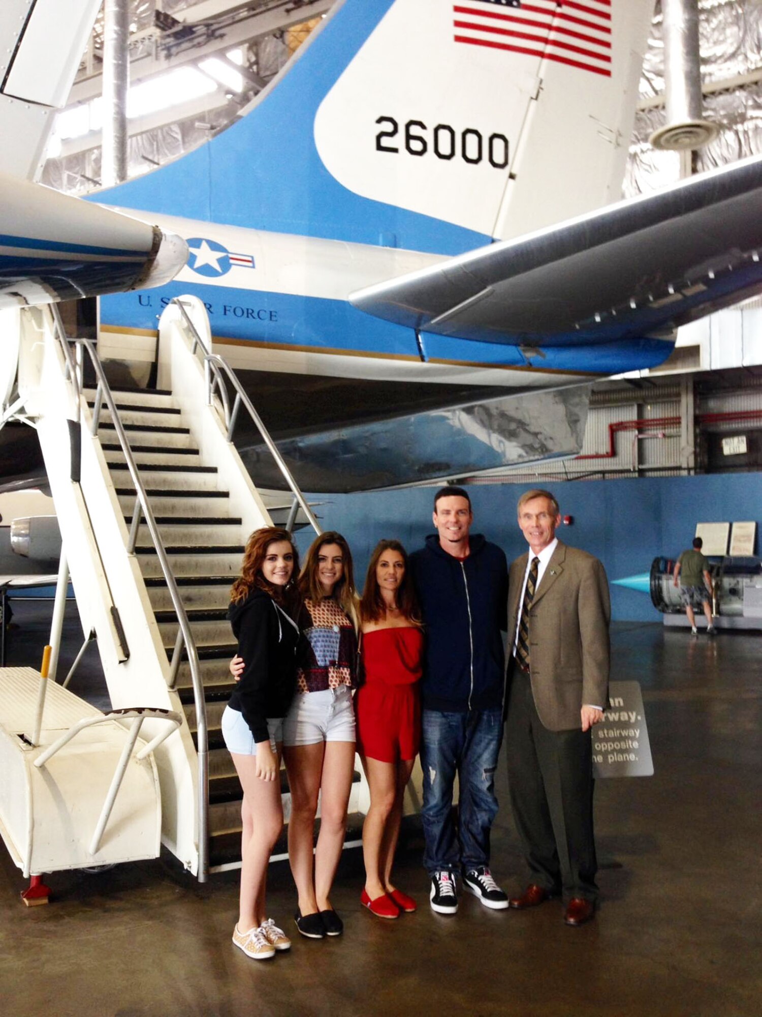 DAYTON, Ohio -- Vanilla Ice checked out Air Force One, Special Air Mission (SAM) 26000, with his family in June 2014. (U.S. Air Force photo)