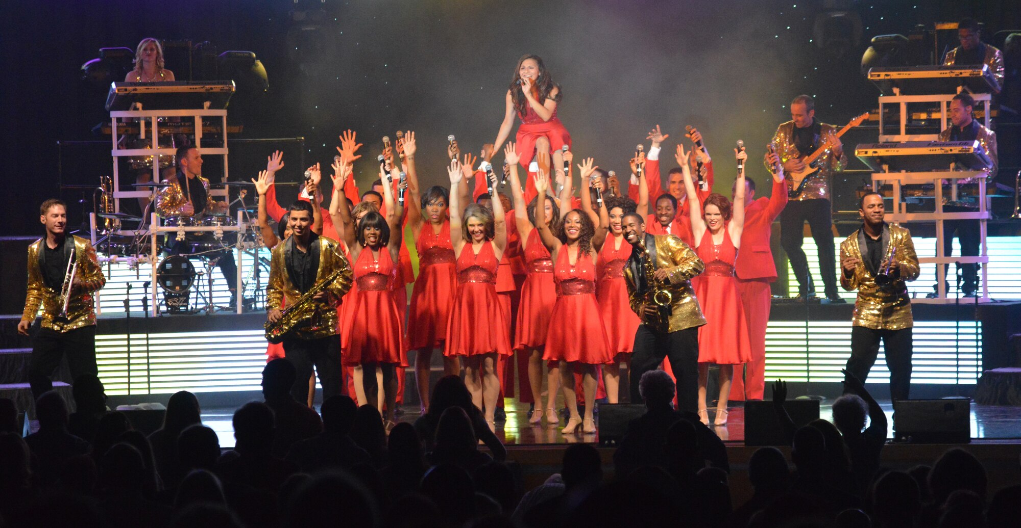 Air Force's entertainment ensemble Tops in Blue, one of the oldest and most widely-traveled entertainment groups of its kind, performs Aug. 24 at the Kiva Auditorium in downtown Albuquerque.  (Photo by Ken Moore)

