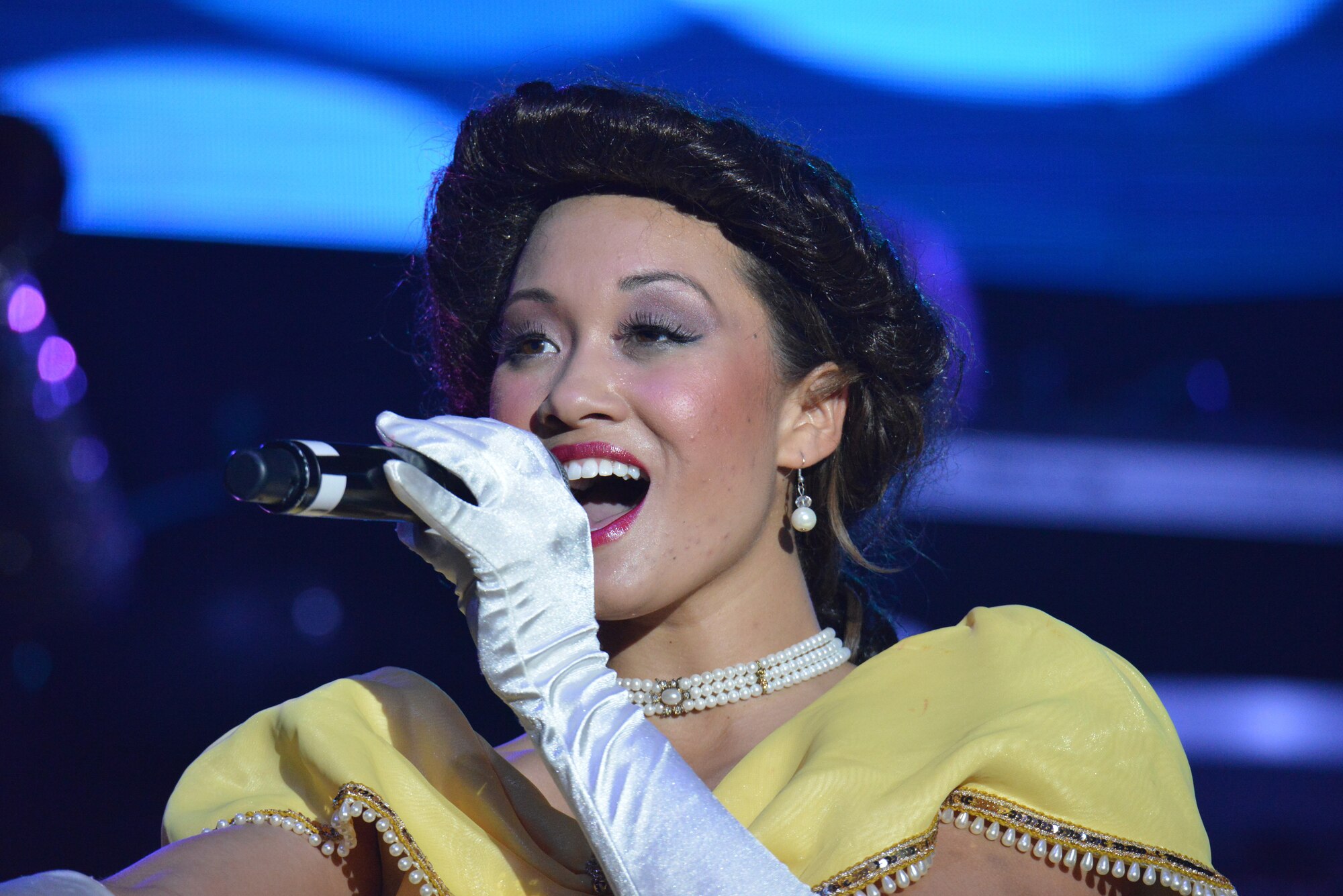 Air Force's entertainment ensemble Tops in Blue, one of the oldest and most widely-traveled entertainment groups of its kind, performs Aug. 24 at the Kiva Auditorium in downtown Albuquerque.  (Photo by Ken Moore)
