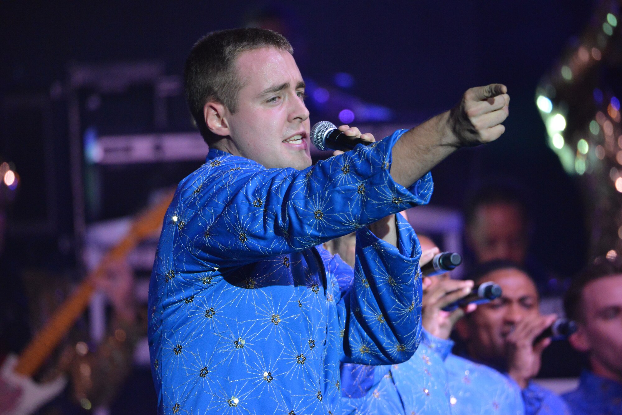 Air Force's entertainment ensemble Tops in Blue, one of the oldest and most widely-traveled entertainment groups of its kind, performs Aug. 24 at the Kiva Auditorium in downtown Albuquerque.  (Photo by Ken Moore)
