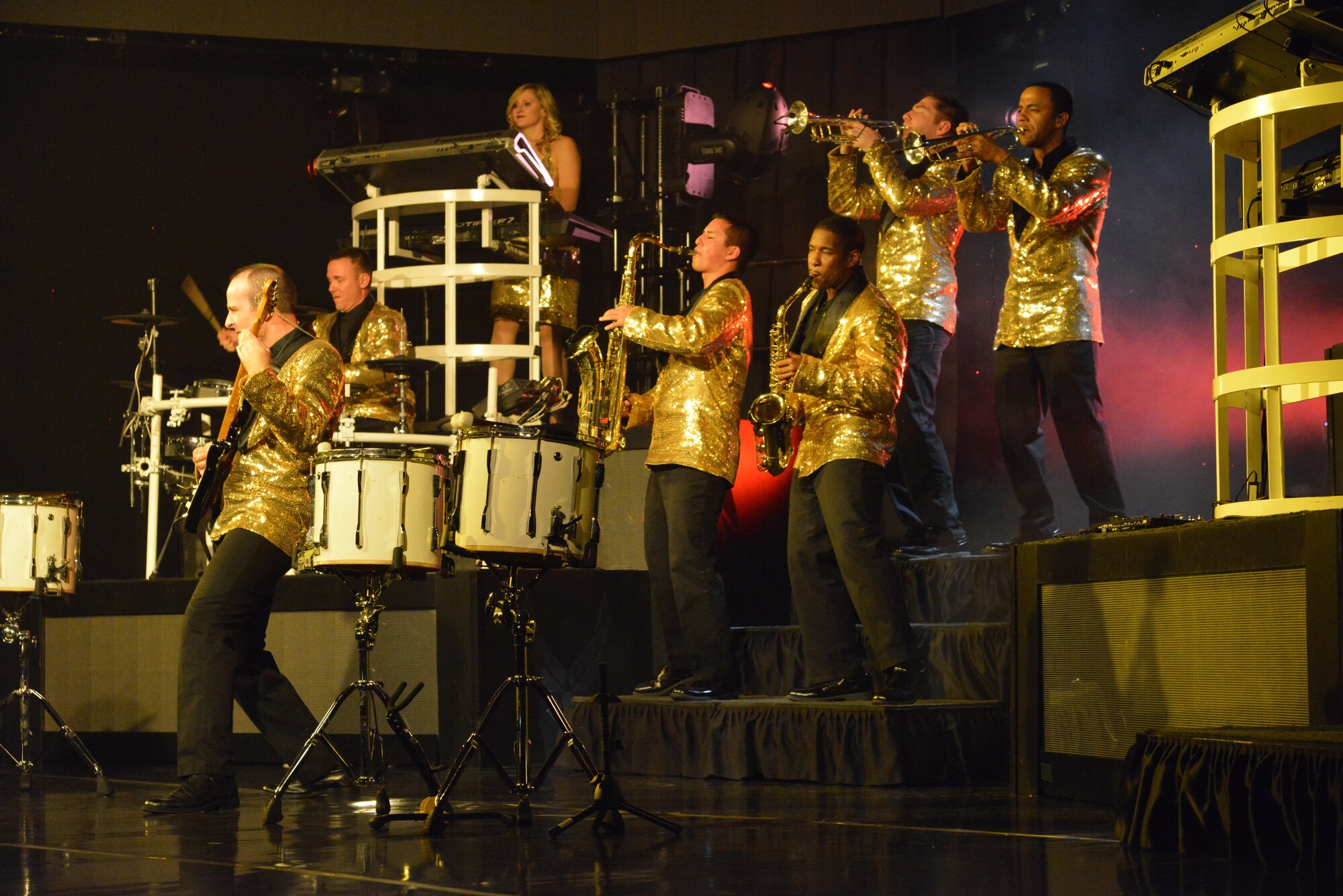 Air Force's entertainment ensemble Tops in Blue, one of the oldest and most widely-traveled entertainment groups of its kind, performs Aug. 24 at the Kiva Auditorium in downtown Albuquerque.  (Photo by Ken Moore)
