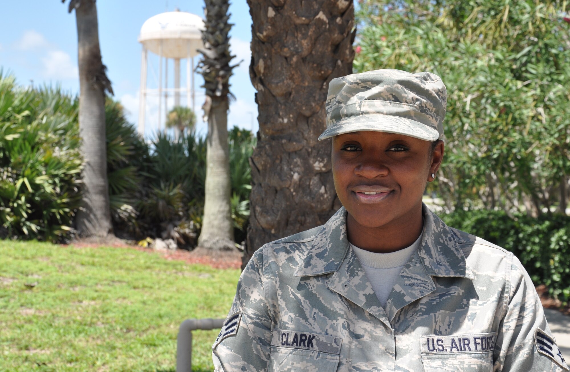 Senior Airman Dareena Clark, Air Force Technical Applications Center mail operation center technician was selected for Shark of the Week. Tech. Sgt. Christian Fridge, AFTAC section chief, nominated Clark because she helped with an Air Force pilot program that changed the careers of more than five thousand Airmen.  (U.S. Air Force photo/Heidi Hunt) (Released)