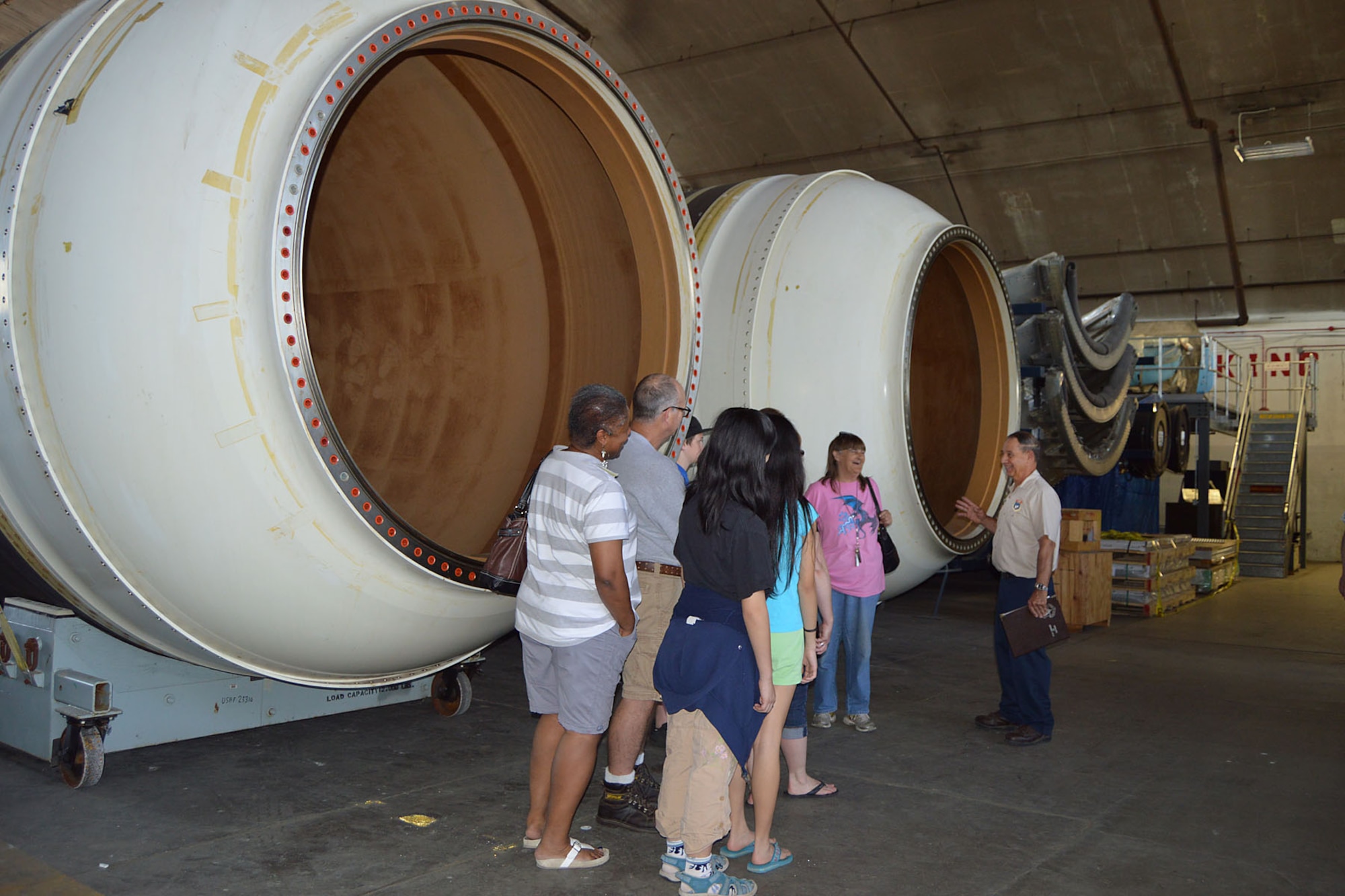 DAYTON, Ohio -- Visitors are able to see the Titan IVB during the Behind the Scenes Tours of the museum's restoration hangars. (U.S. Air Force photo by Ken LaRock)