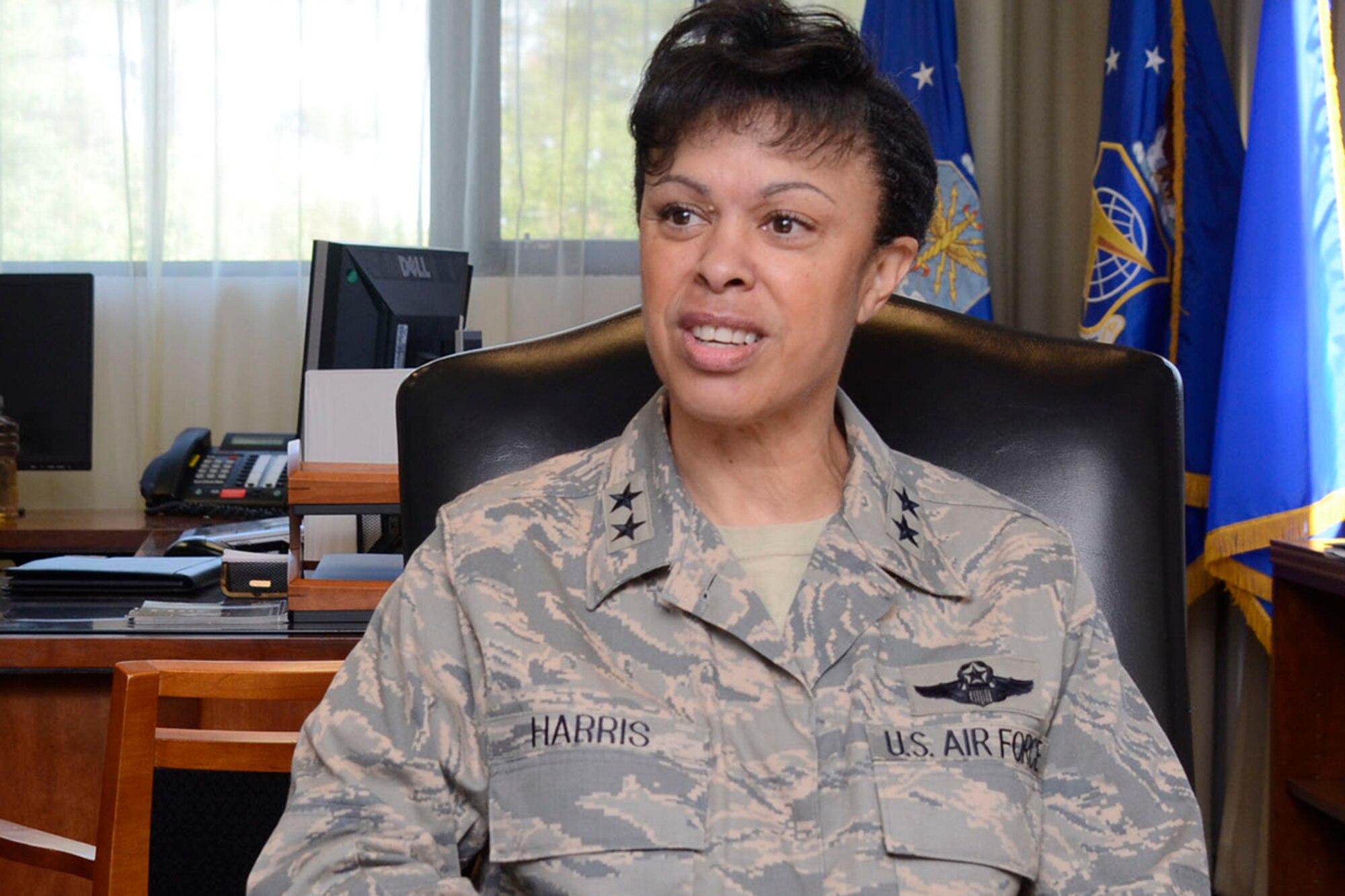 Members of the 94th Airlift Wing Human Resource Development Council had the opportunity to interview Maj. Gen. Stayce D. Harris, 22nd Air Force commander, in celebrattion of Women’s Equality Day 2014. Harris discussed her love and compassion for service, and what it means to be an Airman, mentor and leader. (U.S. Air Force photo/Don Peek)