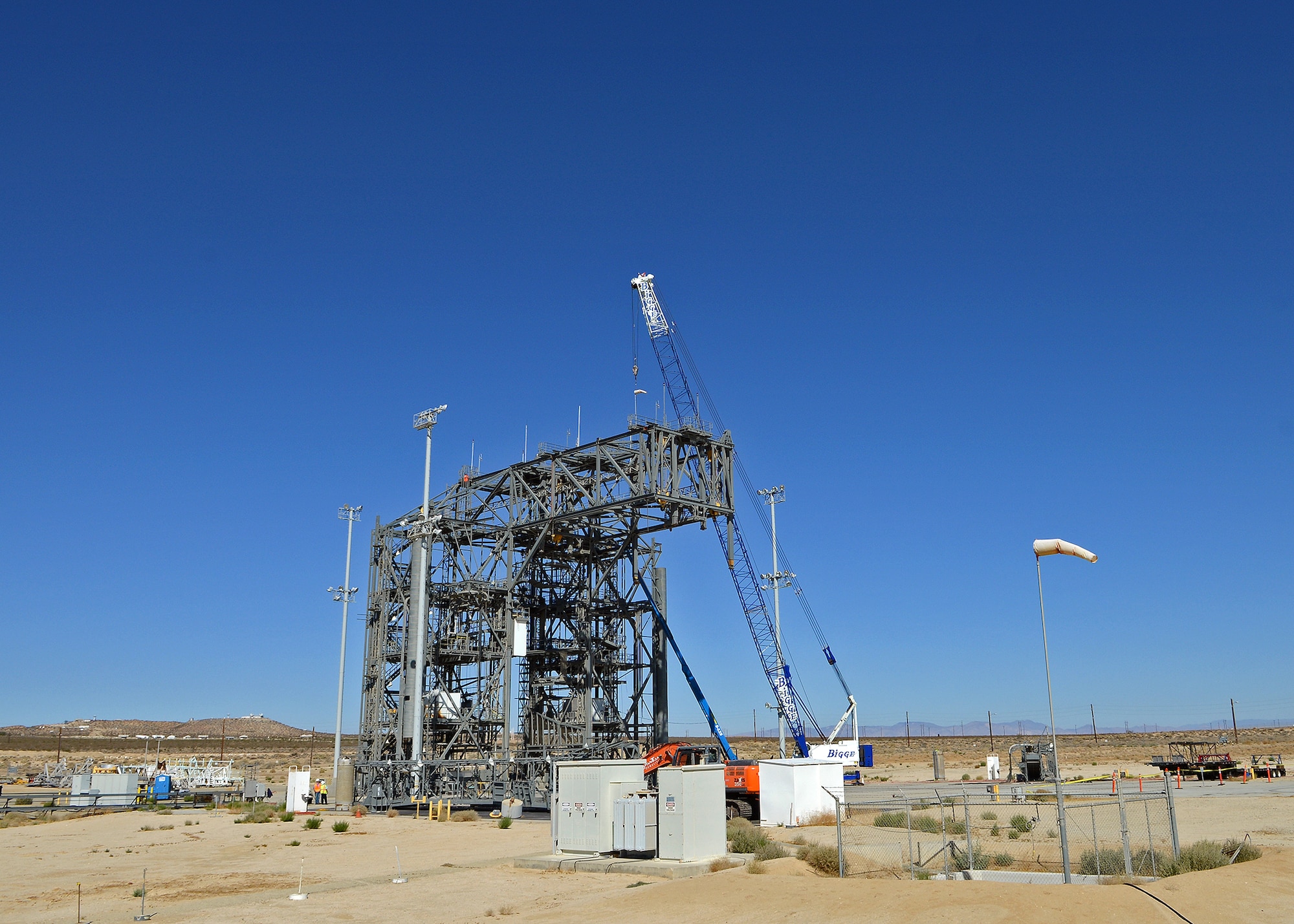 Pantano Demolition employees dismantle the space shuttle Mate-Demate Device at NASA Armstrong Flight Research Center August 26. (U.S. Air Force photo by Jet Fabara)