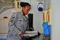 Staff Sgt. Chariesse Garrett, 741st Missile Squadron facility manager, performs her daily checks during her shift at a missile alert facility in North Dakota. FMs are responsible for the day-to-day operations at a MAF and ensure the Airmen are taken care of at their home-away-from-home. (U.S. Air Force photo/Senior Airman Brittany Y. Bateman)