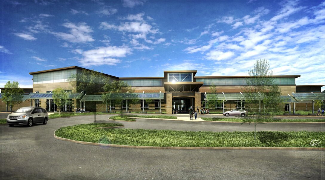 A rendering shows what the completed Barkley Elementary School at Fort Campbell will look like when completed in 2015.