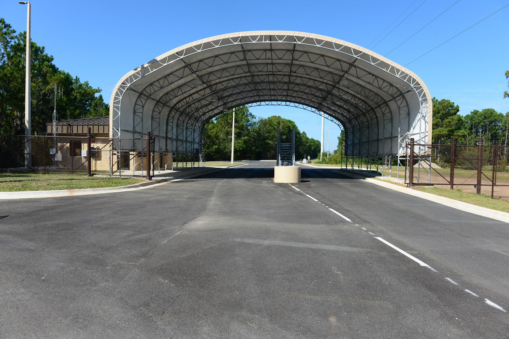 The new Commercial Vehicle Inspection Area is scheduled to begin operations Sept. 2, 2014 on the east side of Hurlburt Field, Fla., off of Martin Luther King Jr. Blvd. The new CVIA was constructed to meet Anti-Terrorism and Force Protection requirements mandated by several Air Force and DOD directives and to ensure public safety and security.  (U.S. Air Force photo/Airman 1st Class Jeff Parkinson)