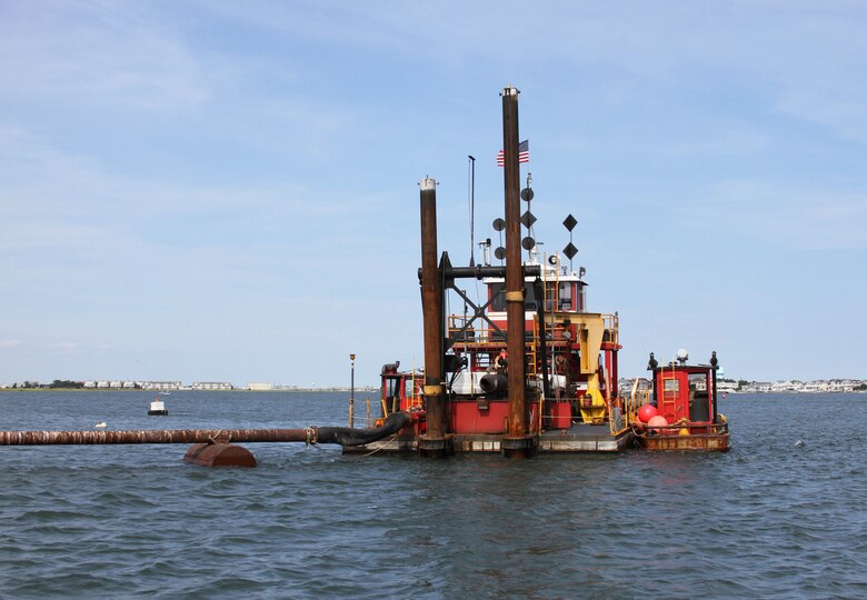 The Fullerton, a Barnegat Bay Dredging Company vessel, works in the New Jersey Intracoastal Waterway near Stone Harbor, N.J. The dredge has removed approximately 7000 cubic yards of material from a critical shoal in the waterway as part of a dredging and marsh restoration demonstration project. The U.S. Army Corps of Engineers has partnered with the state of New Jersey and several non-profit organizations on the ongoing work.  