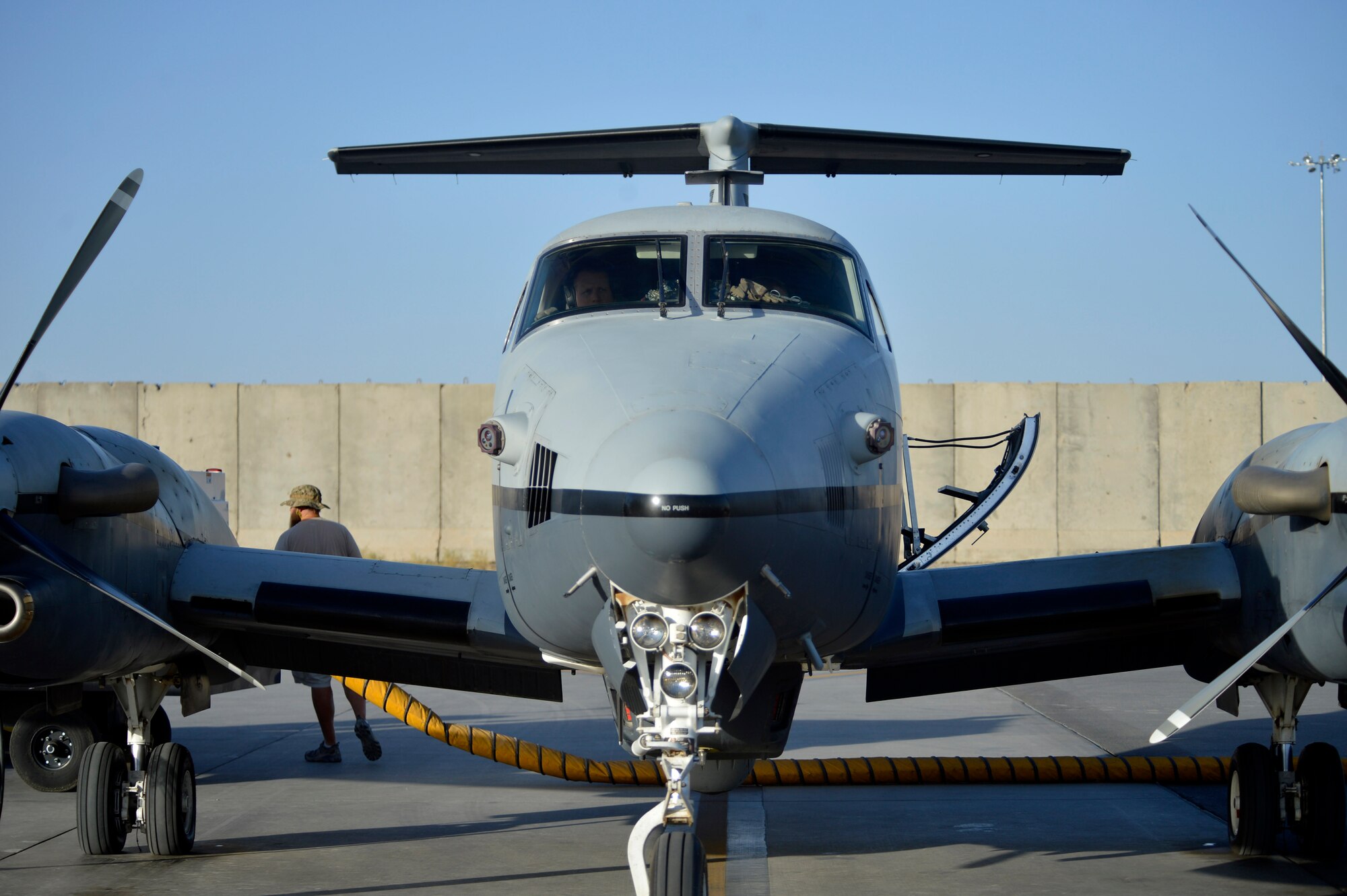 An MC-12W Liberty aircraft with the 361st Expeditionary Reconnaissance Squadron prepares to take off for a mission at Kandahar Airfield, Afghanistan Aug. 20,2014.  After four years of missions in Afghanistan, the unit will end operations in September.  During their tenure, the unit executed over 25,000 air tasking order sorties, achieved 115, 000 combat flight hours and eliminated 450 insurgents from the battle space. (U.S. Air Force photo by Staff Sgt. Evelyn Chavez/Released)