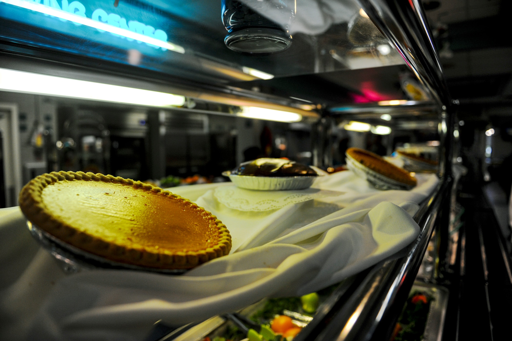 Desserts are served at the Reef Dining Facility during Thanksgiving lunch at Hurlburt Field, Fla., Nov. 27, 2014. Leadership from the Air Force Special Operations Command and 1st Special Operations Wing served Air Commandos and retirees during the lunch. (U.S. Air Force photo/Senior Airman Christopher Callaway)