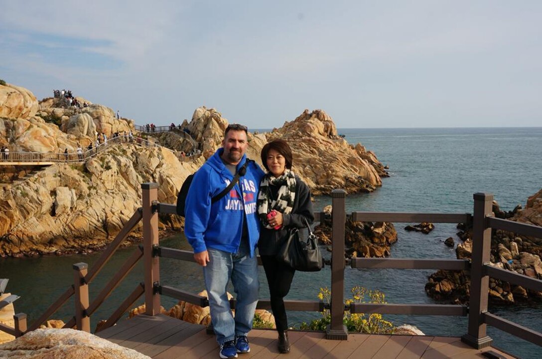 Neil Hull, Far East District Information management office chief, and his wife Maria Hull enjoy a cultural tour of Daewangam Park in Ulsan as part of the Korean Foreigners Friendship Cultural Society Oct. 28-30. During the trip, they were given a tour of the city of Gyeongu, Ulsan and the
Pyeongtaek Naval Base. 
