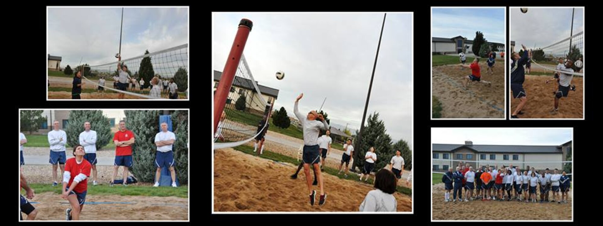 Three chief master sergeants and the first sergeant from the Air Reserve Personnel Center contributed to the Buckley Chiefs and Shirts team who competed against Airmen from the Airman Leadership School Class Oct. 8, 2014, on Buckley Air Force Base, Colo. Chief Master Sgts. Ruthe Flores, Sean Strong and James Kirkley were a force to be reckoned during two matches that pushed each team to their limits. The matches were hard fought and closely officiated by ARPC's shirt, Senior Master Sgt. John Neeley. (U.S. Air Force photos/Tech. Sgt. Rob Hazelett)
