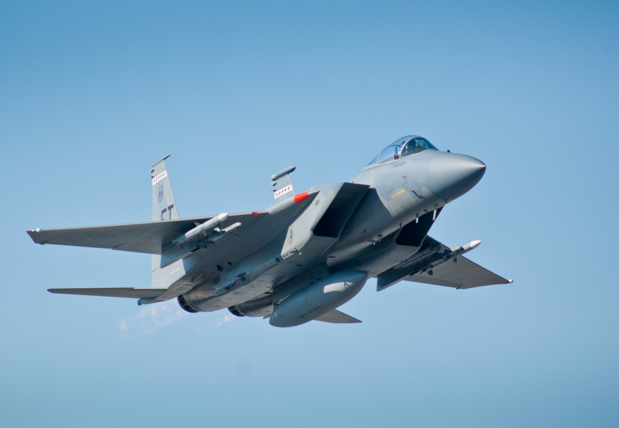 A 40th Flight Test Squadron F-15 Eagle lifts off from the Eglin Air Force Base runway during a morning sortie.  The 40th FTS Airmen fly operational test missions in the F-16, F-15 and A-10. The 40th FTS is a squadron in the 96th Test Wing. (U.S. Air Force photo/Samuel King Jr.)