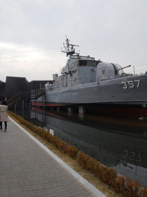 The Cheonan battlesheip at Pyeongtaek Naval Base. The ship sunk March 26, 2010 killing 46 South Korean seamen.