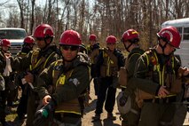 Marines and Sailors of the Chemical Biological Incident Response Force, II Marine Expeditionary Force, conduct a live chemical agent exercise at Fort A.P. Hill, Virginia on April 10. The unit conducted simulated casualty extraction in clouds of CS gas to prepare for real life evacuation situations. In order to execute its mission, CBIRF possesses a wide variety of unique skill sets that are task organized to address all possible aspects of a CBRNE attack. CBIRF has six major sections organic to the battalion: Explosive Ordnance Disposal, Technical Search and Rescue, Decontamination, Medical, Identification and Detection, and Search and Rescue/Casualty Extraction. (Official Marine Corps Photo by Sgt Kuande L. Hall/Released)


