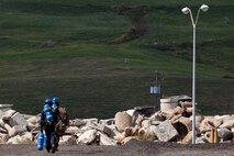 Marines and Sailors with the Chemical Biological Incident Response Force conduct training along with local first responders during Exercise Capital Shield. Capital Shield is a regional training exercise coordinated by Joint Force Headquarters - National Capital Region in coordination with the DoD. (Official Marine Corps Photo by Sgt Kuande L Hall/RELEASED)


