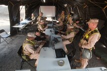 Marines and Sailors with the Chemical Biological Incident Response Force conduct training along with local first responders during Exercise Capital Shield. Capital Shield is a regional training exercise coordinated by Joint Force Headquarters - National Capital Region in coordination with the DoD. (Official Marine Corps Photo by Sgt Kuande L Hall/RELEASED)


