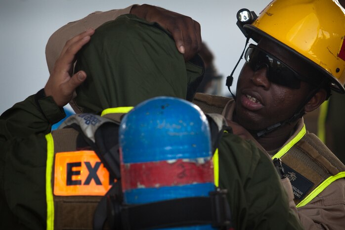 Marines and sailors with the Chemical Biological Incident Response Force conducted an annual training exercise alongside the New York City Fire Department at a training academy in Randall's Island, New York. CBIRF conducted rope rescue, vehicle extrication, structural collapse and confined space training during the week long exercise. The event culminated with a night operation at the Barclay's Center in Brooklyn, where Marines and sailors rescued role-playing casualties from a simulated bomb explosion. The mission of CBIRF is to forward-deploy and/or respond, when directed, to a credible threat of chemical, biological, radiological, nuclear or high-yield explosive incident in order to assist local, state or federal agencies and unified combat commanders in the conduct of consequence management operations. (Official Marine Corps Photo by Sgt Kuande Hall/RELEASED)


