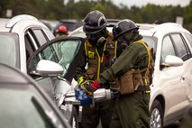 Marines and Sailors of the Chemical Biological Incident Response Force, II Marine Expeditionary Force participate in Exercise Scarlet Response at Guardian Centers in Perry, Ga., July 21. CBIRF personnel are trained to exercise command and control, agent detection and identification, search, rescue and decontamination, and emergency care for contaminated personnel. During Scarlet Response, the Marines and Sailors are testing their ability to detect radiation, locate casualties, conduct vehicle extrication, and perform decontamination of simulated casualties that have resulted from a mock nuclear explosion in a major U.S. city. Exercise Scarlet Response is being executed as part of Exercise Vibrant Response 14, a combined Command Post Exercise/Field Training Exercise directed by Commander, U.S. Northern Command. (Official Marine Corps Photo by Sgt Kuande L Hall/Released)


