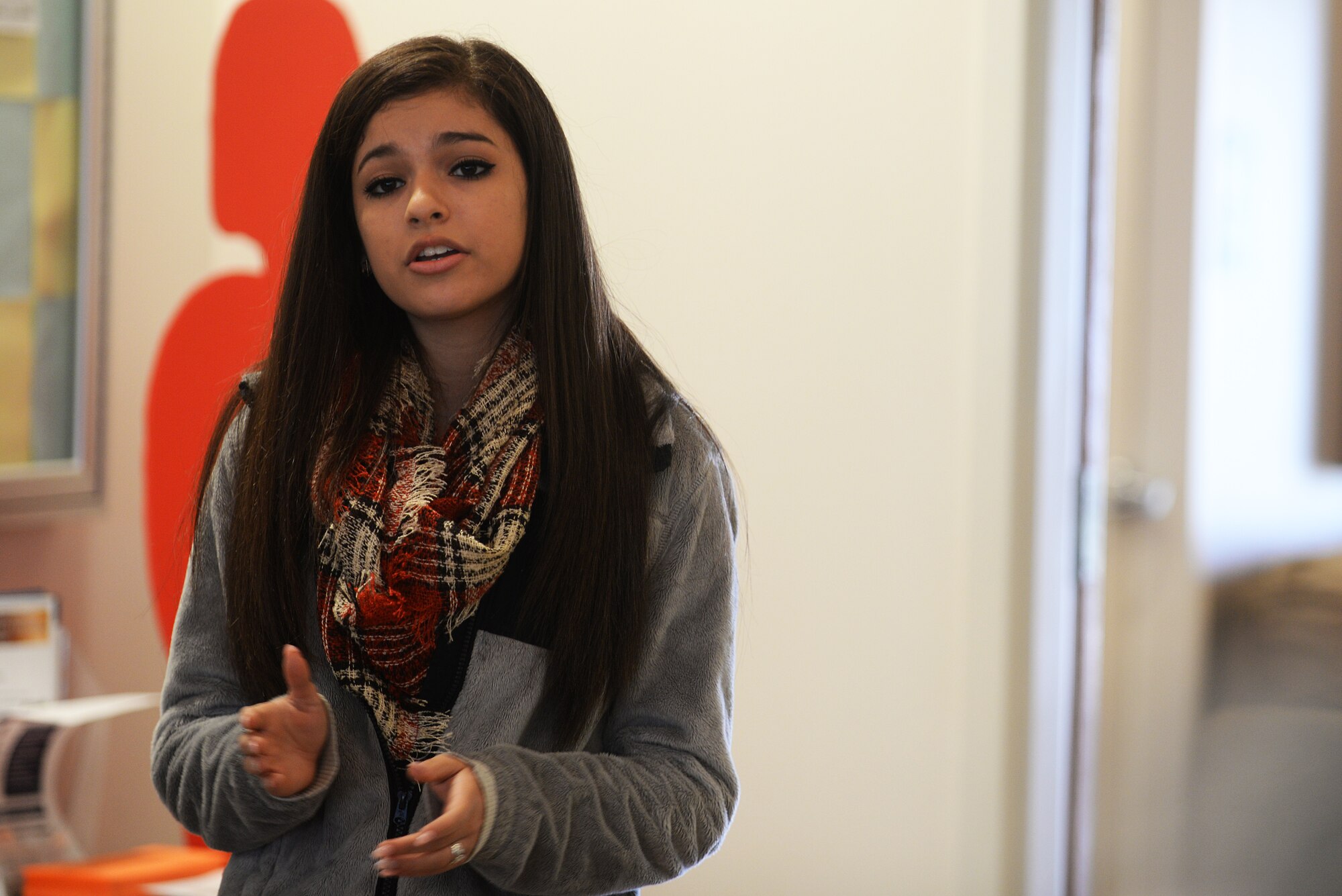 Bryana Salaz sings at the Patriots Community Fall Festival at Scott Air Force Base, Ill.,  Oct. 11, 2014. The 17-year old and senior at Mascoutah High School, recently competed on 'The Voice'.