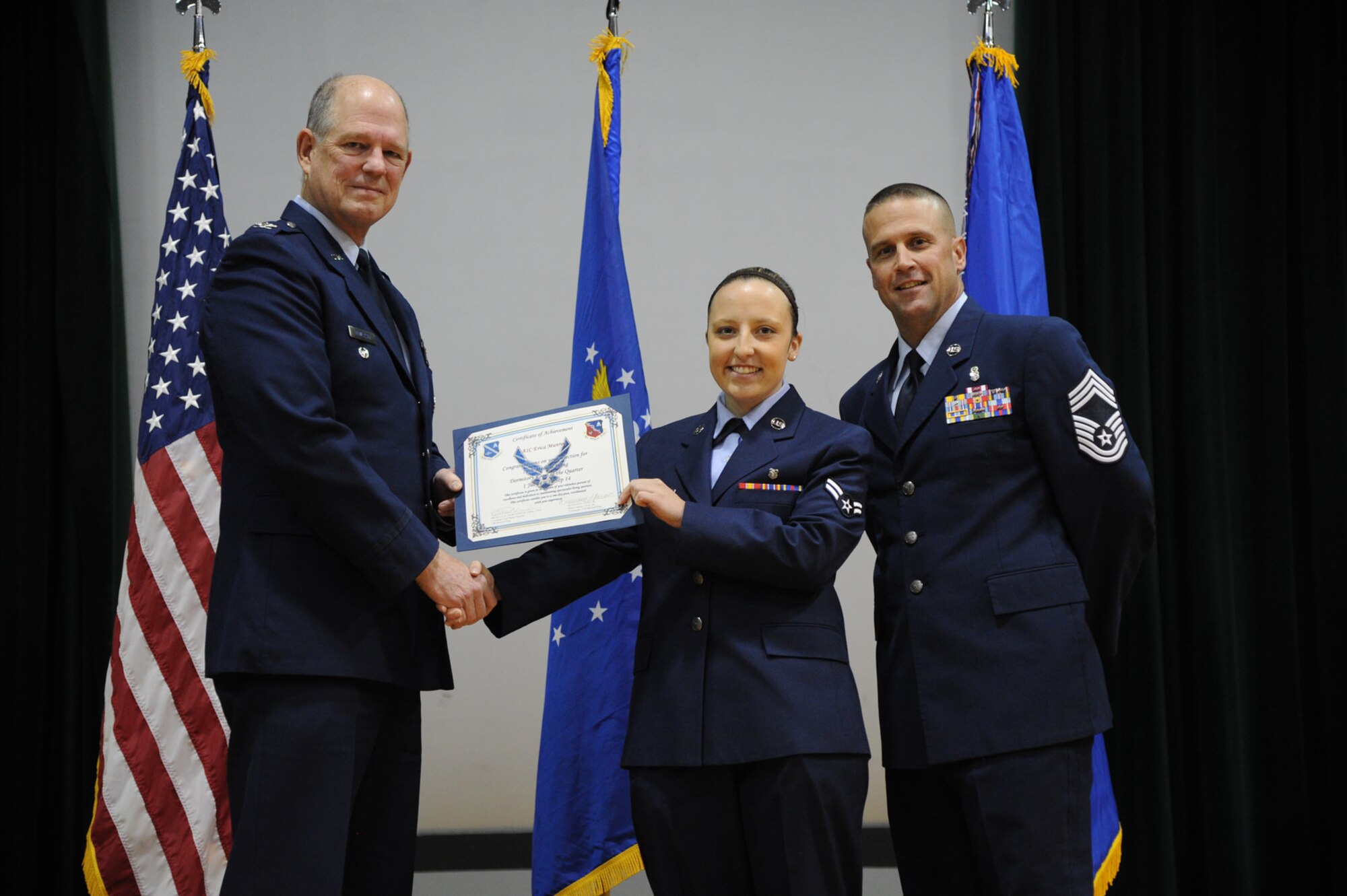 Airman 1st Class Erica Munroe from the 779 Medical Group is the Dormitory Room winner of the 3rd Quarter. (Air Force Photo by Airman 1st Class Jarrod Maidens)



