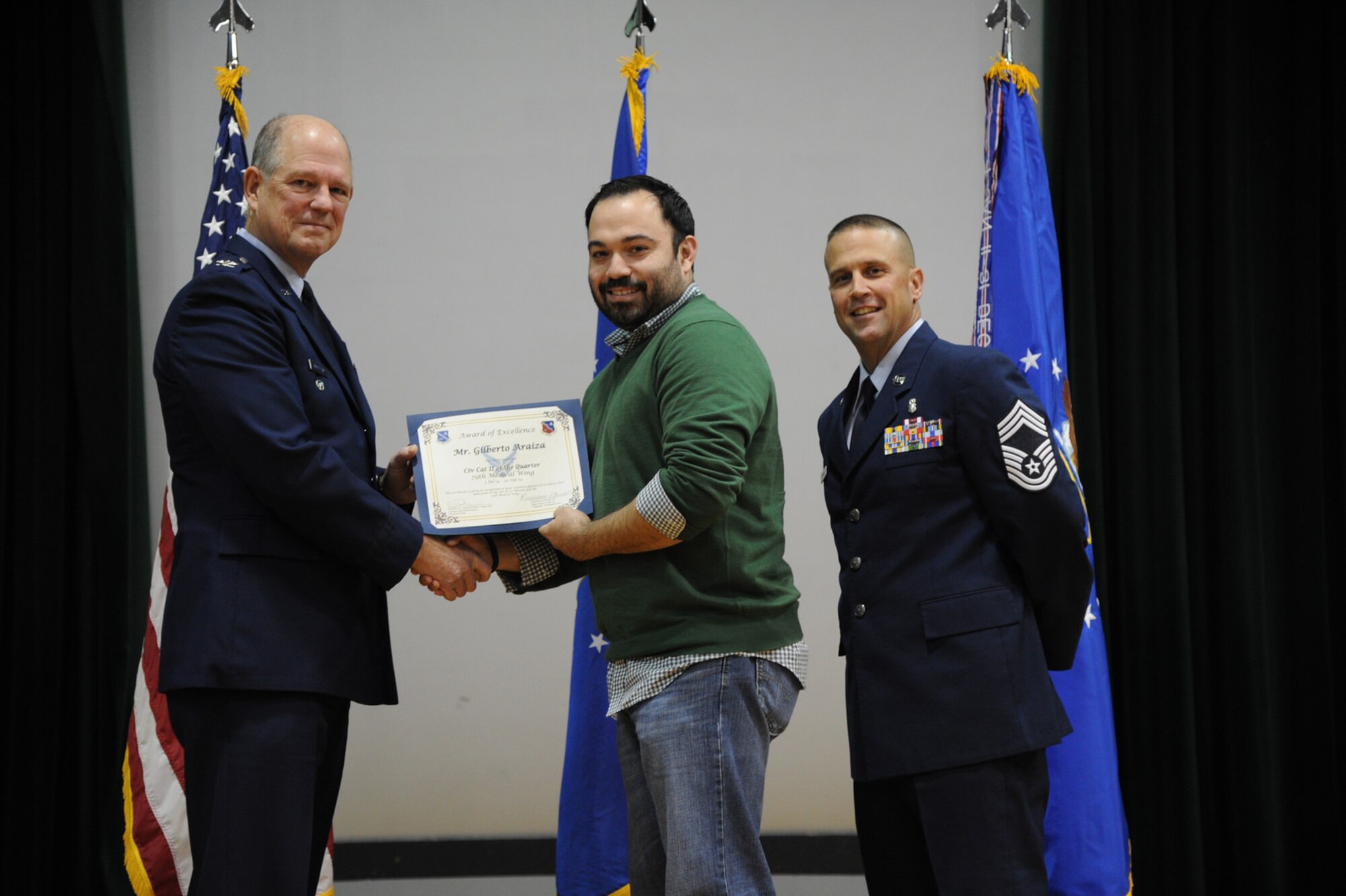 Mr. Gilberto Araiza from the 779 Medical Group is the 79th Medical Wing Civilian Category II winner of the 3rd Quarter. (Air Force Photo by Airman 1st Class Jarrod Maidens)

